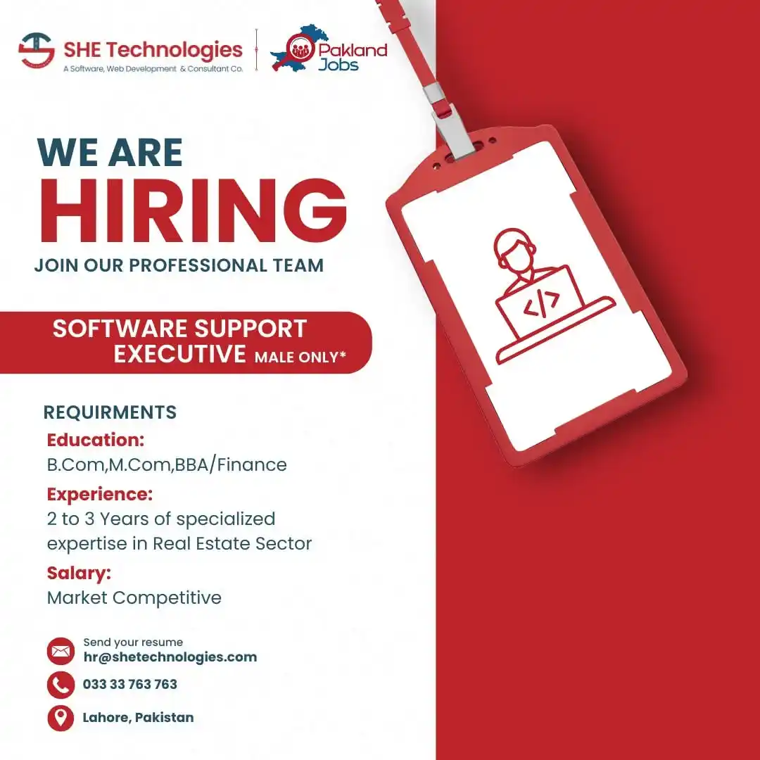 Image from Employmentor - Awais: WE ARE HIRING! Position: Software Support Executive (Male Only) 📍 L...