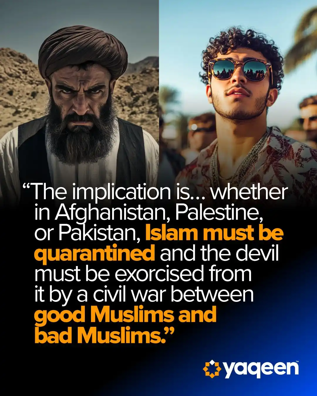 Image from Yaqeen Institute: Afghanistan. Palestine. Pakistan. The media carries the same narrativ...