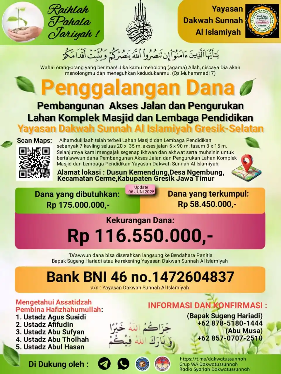 Image from Faedah Ilmu Sunnah: Bismilah, Update Penggalangan dana pengurukan Akses jalan Yayasan Dak...