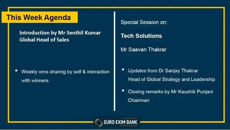 Image from Euro Exim Bank - Independent Sales Consultants Group: Dear Global Sales Team Members, Greetings from Euro Exim Bank! Remin...