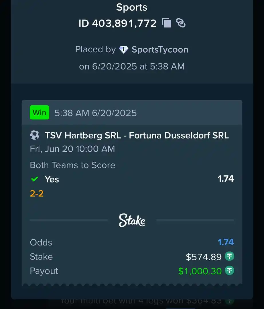Image from Funnybros : *EARLY KICKOFF TICKET WON ON STAKE!!!*  ✅💵🔥✅💵💥✅💵🔥✅  💵 $1,000 wo...