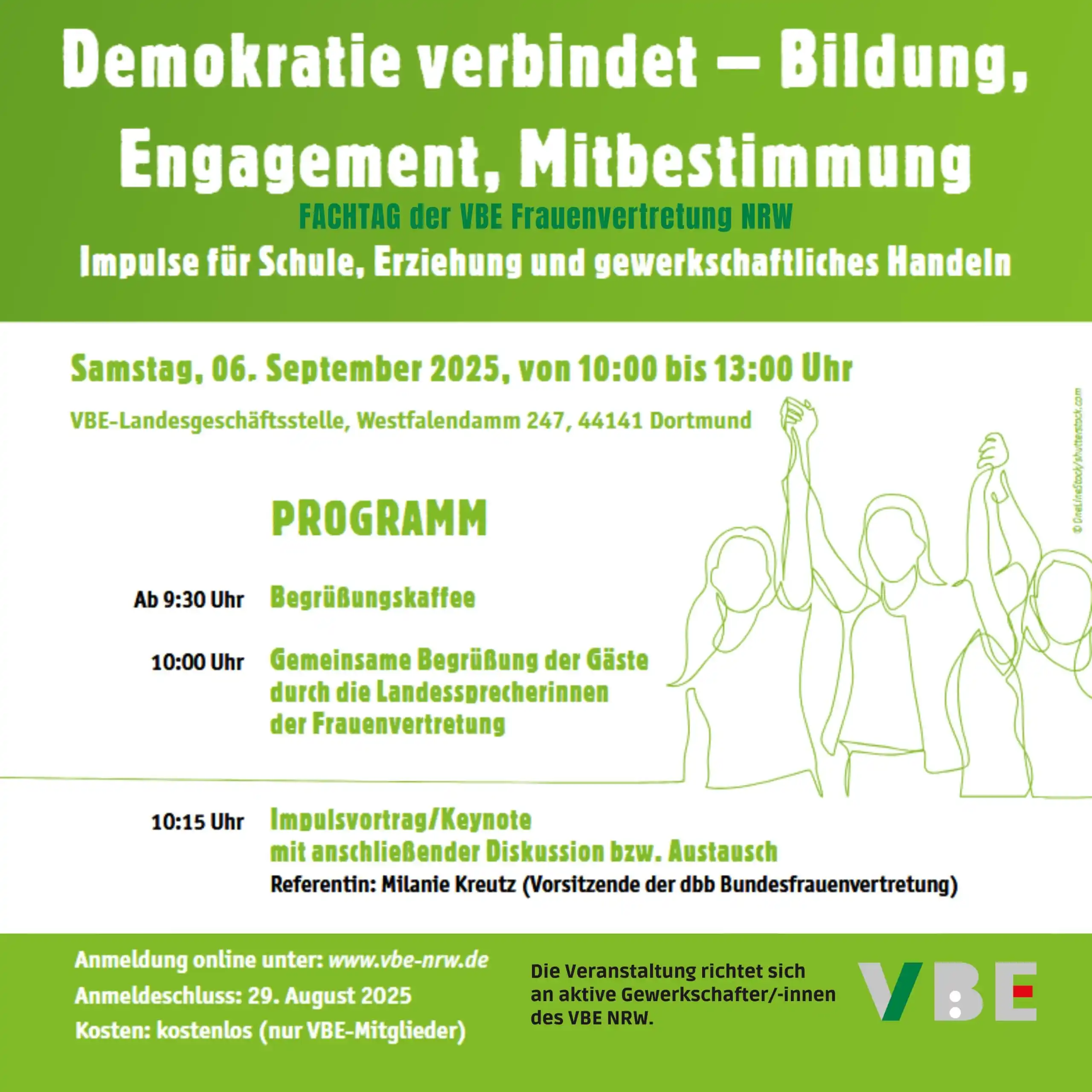Image from VBE NRW: 🟢 Fachtag der VBE Frauenvertretung🟢 📅 Samstag, 6. September 2025 ...