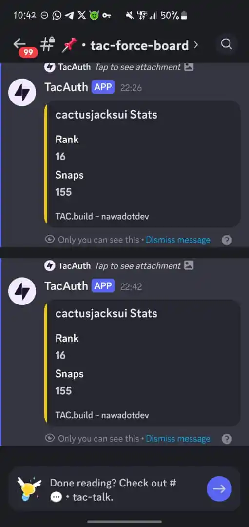 Image from CactusJack 🌵👑: I hope you're racking up snaps on Tac discord as you're yapping about ...