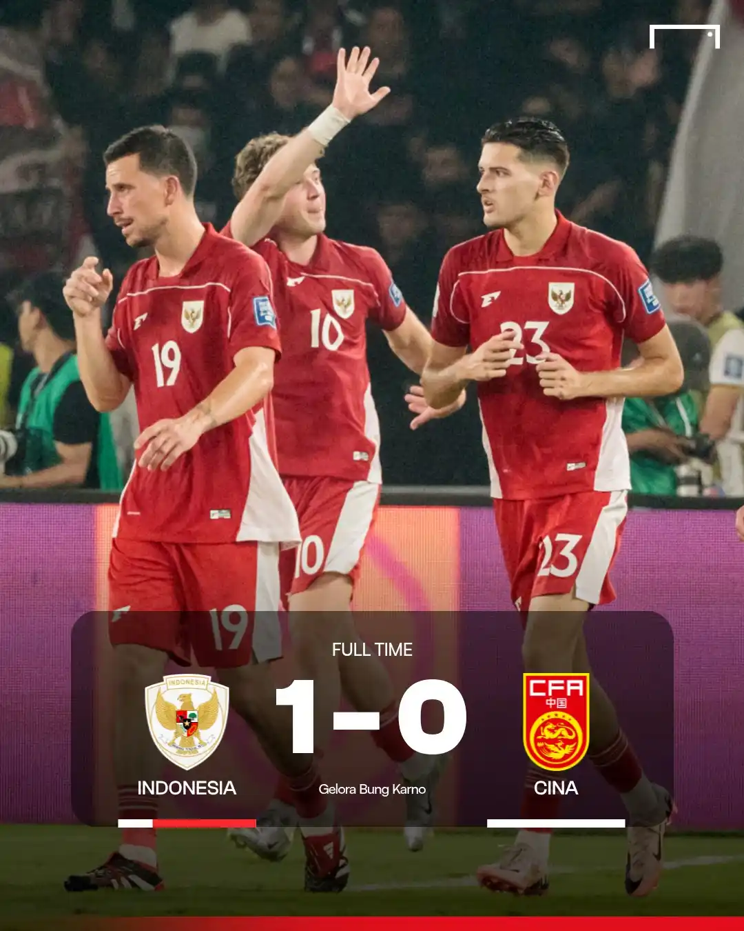 Image from GOAL Indonesia: 𝐈𝐍𝐃𝐎𝐍𝐄𝐒𝐈𝐀 𝐒𝐈𝐍𝐆𝐊𝐈𝐑𝐊𝐀𝐍 𝐂𝐈𝐍𝐀!  Gol tunggal Ole Rom...