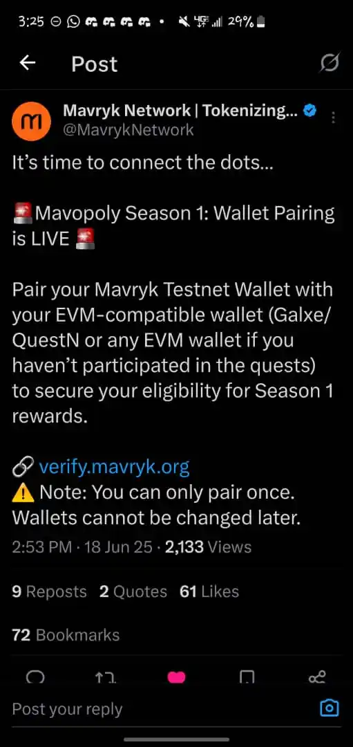 Image from CactusJack 🌵👑: It’s time to connect the dots… 🚨Mavopoly Season 1: Wallet Pairing is...