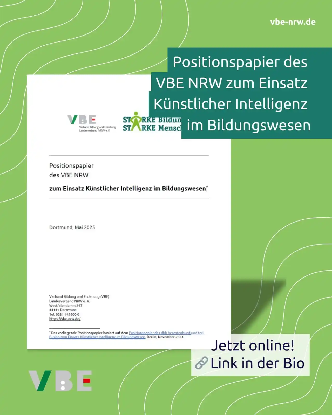 Image from VBE NRW: Jetzt online:👉 Das Positionspapier des VBE NRW zum Einsatz Künstliche...