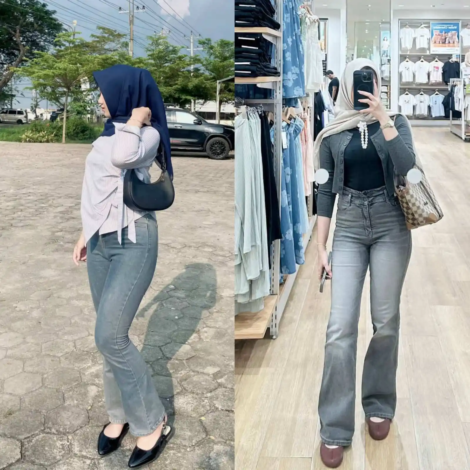 Image from OOTD Hijab | Inspirasi OOTD | Rekomendasi Outfit | Outfit Hijab: *Kamu suka outfit yg mana nih?😍🥰🛍️* 👍Kiri ❤Kanan Detail outfit👇 ...