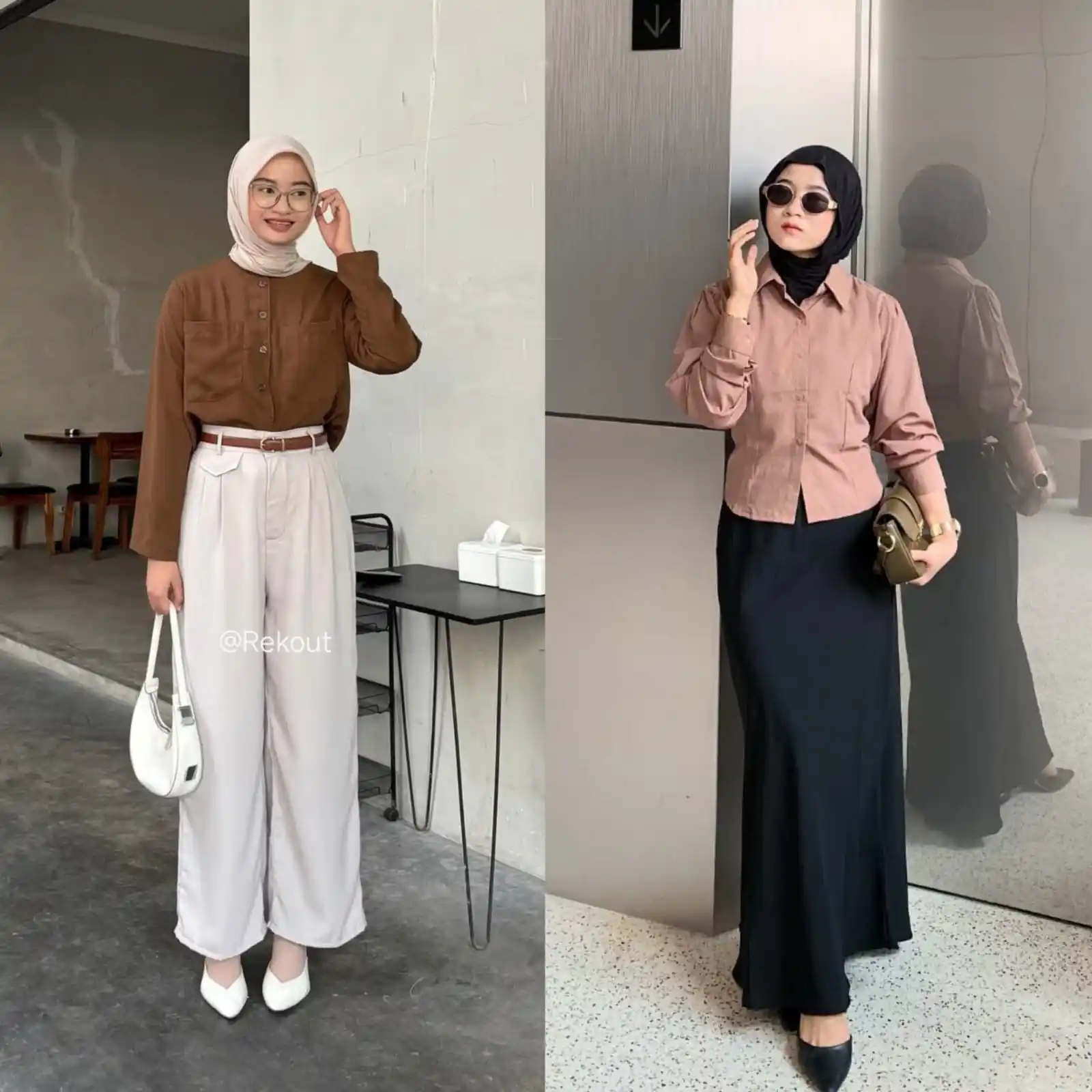 Image from OOTD Hijab |  Inspirasi OOTD | Rekomendasi Outfit | Outfit Hijab: *Kamu suka outfit yg mana nih?🥰🛍️* 👍Kiri ❤Kanan  Detail outfit👇 *O...