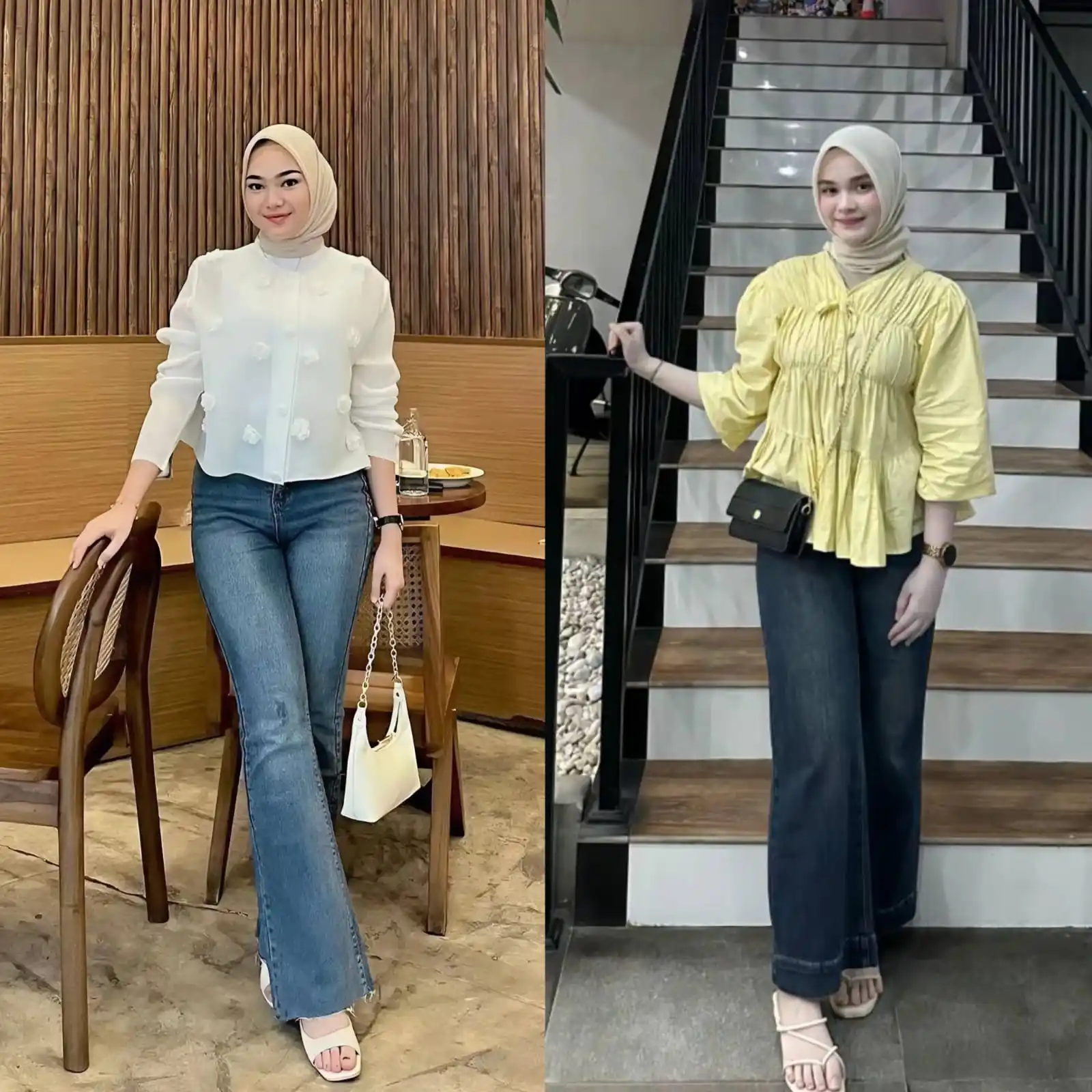 Image from OOTD Hijab |  Inspirasi OOTD | Rekomendasi Outfit | Outfit Hijab: *Kamu suka outfit yg mana nihh? 🥰🛍️* 👍Kiri ❤Kanan  *_Yukk kita spil...