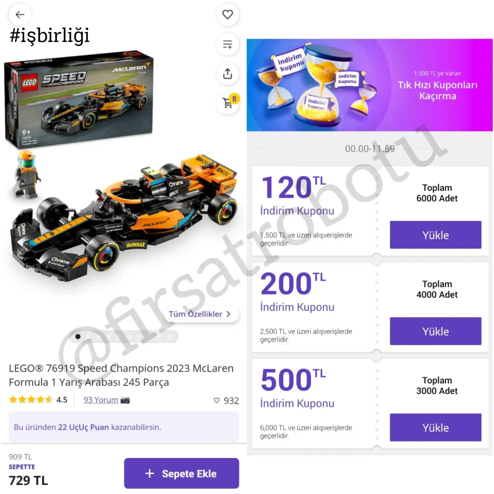 Image from Fırsat Robotu: 💥LEGO® 76919 Speed Champions 2023 McLaren Formula 1 Yarış Arabası 245...