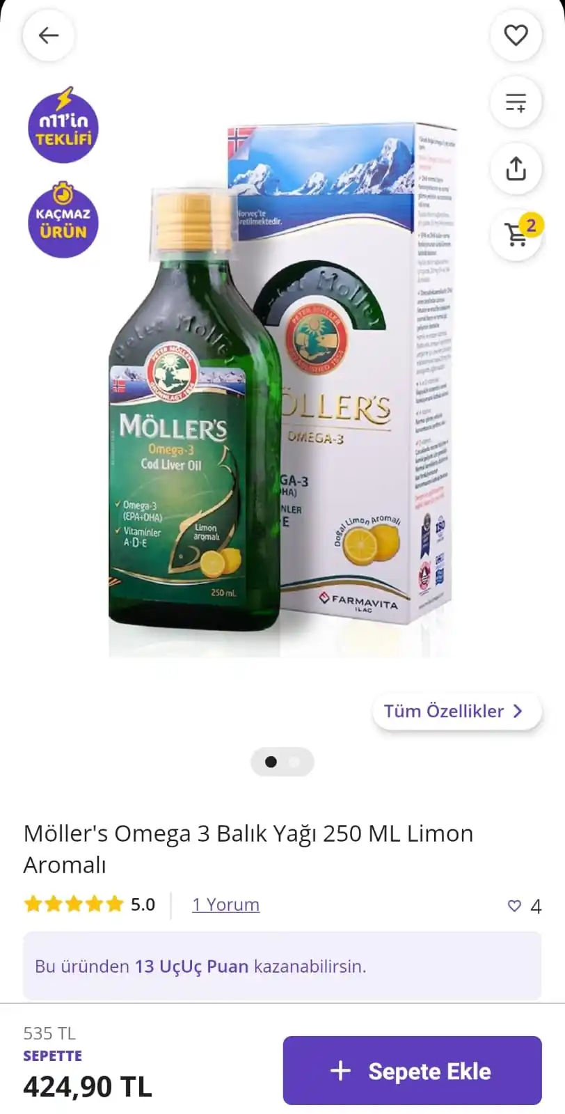 Image from Fırsat Robotu: 💥Möller's Omega 3 Balık Yağı 250 ML Limon Aromalı - 424,90₺ 🔗https:...