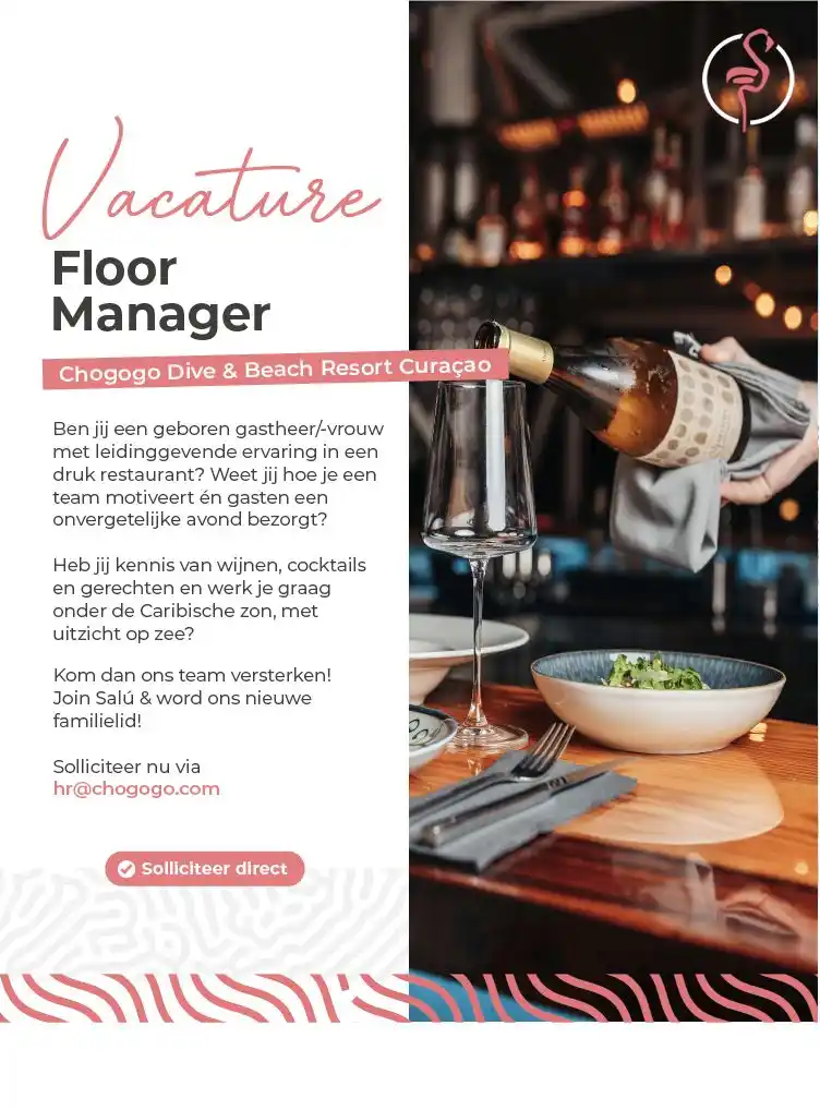 Image from Kòrsou TIN Trabou: Oportunidat pa trabou! Restaurant Salu zoekt een Floor Manager! Voor ...