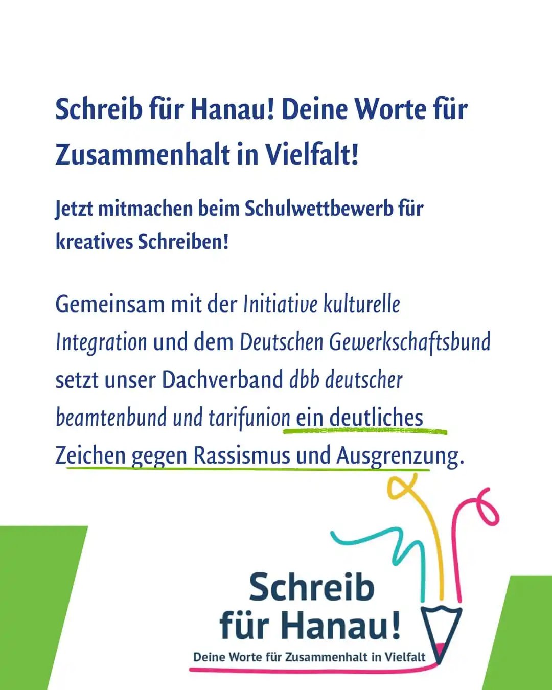Image from VBE NRW: 🟢 *Schreib für Hanau!  Bundesweiter Schulwettbewerb* 🟢   Die Initiat...