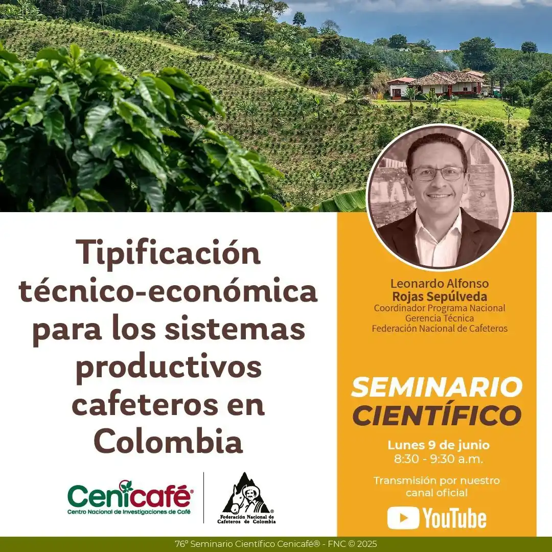 Image from Comité de Cafeteros de Antioquia: 🙌🏻☕🔬 *Te invitamos este lunes a la charla de Cenicafé* ➡️ Tipificac...