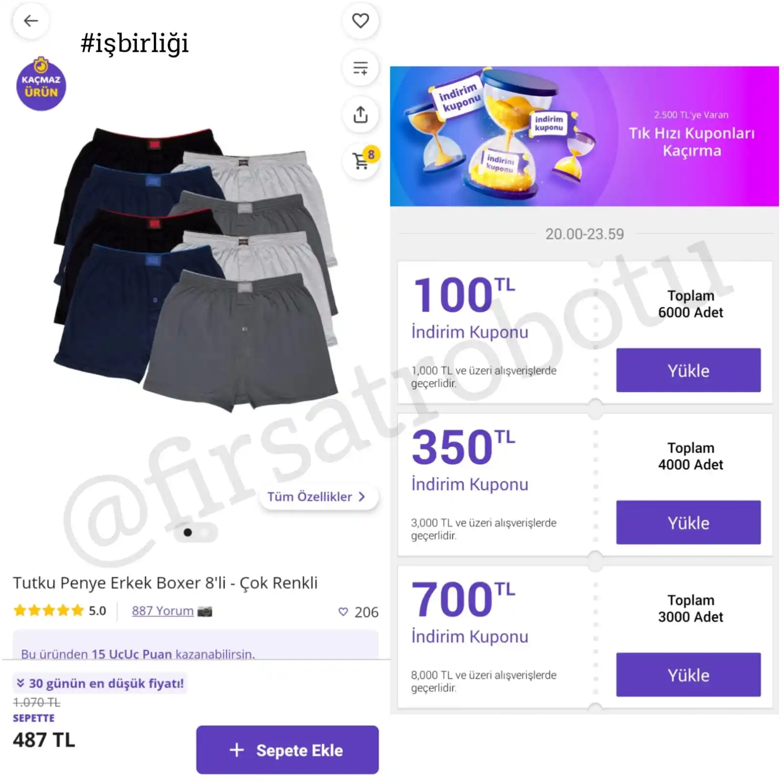 Image from Fırsat Robotu: 💥Tutku Penye Erkek Boxer 8'li - Çok Renkli 487₺ - Kargo Bedava ✔️Tık ...