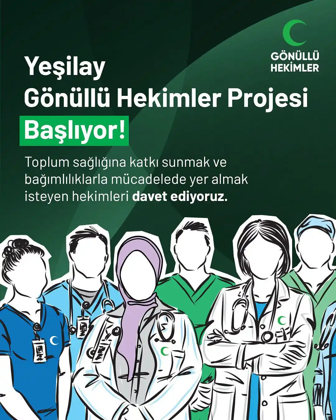 Image from Türkiye Yeşilay Cemiyeti: 🟢Yeşilay Gönüllü Hekimler Projesi Başlıyor!  Bağımlılıklarla mücadele...