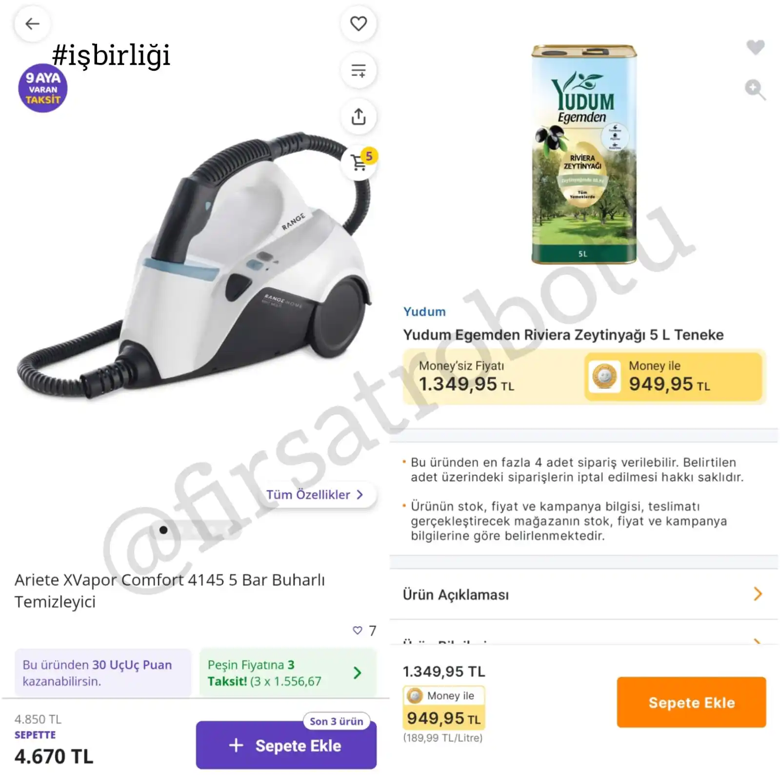 Image from Fırsat Robotu: 💥Yudum Egemden Riviera Zeytinyağı 5Lt Teneke Money ile 949,95₺ 🔗http...