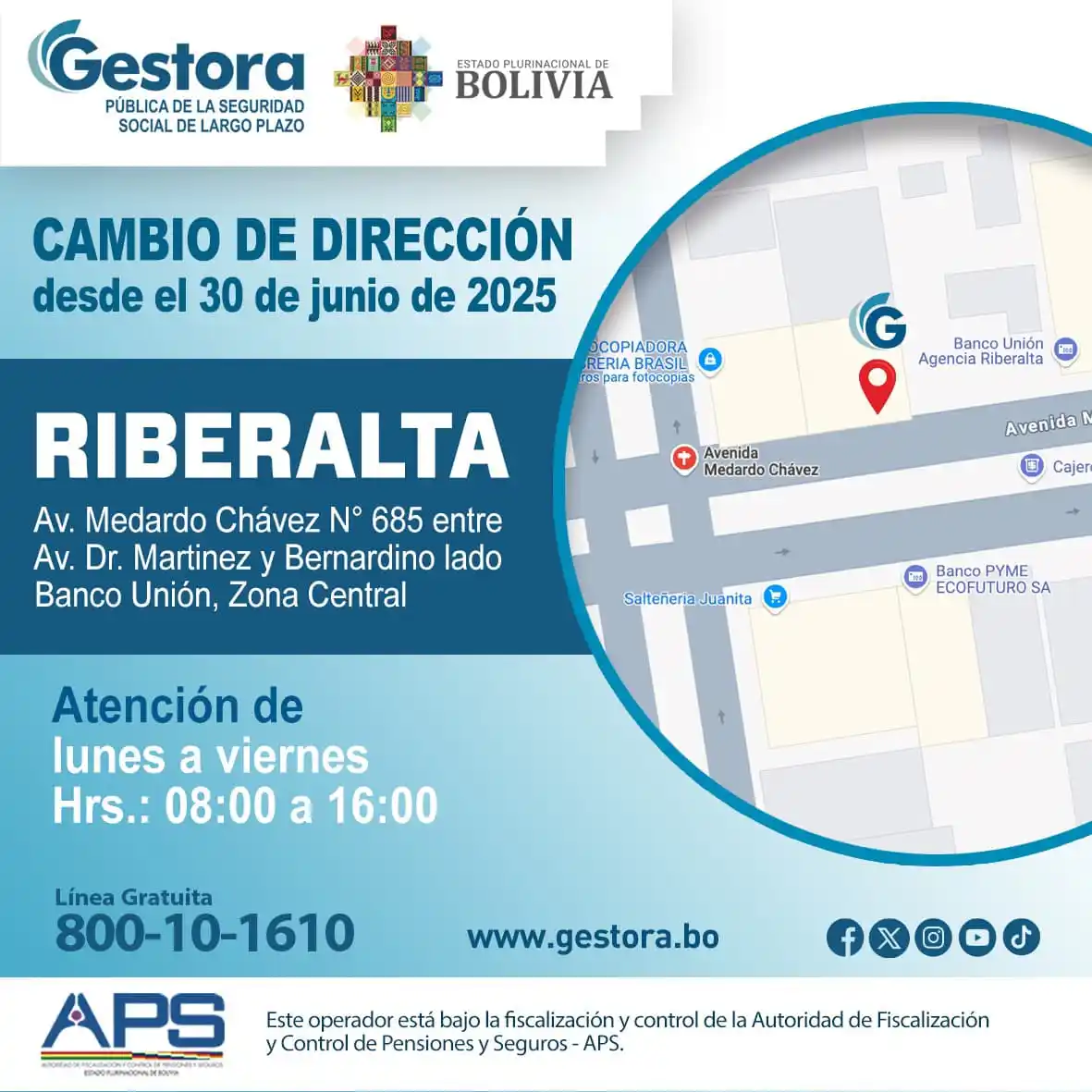 Image from Gestora Pública de la Seguridad Social de Largo Plazo: 🙋🏼‍♂️Atención Riberalta – Beni🙋🏼‍♂️ Con el fin de mejorar la atenc...