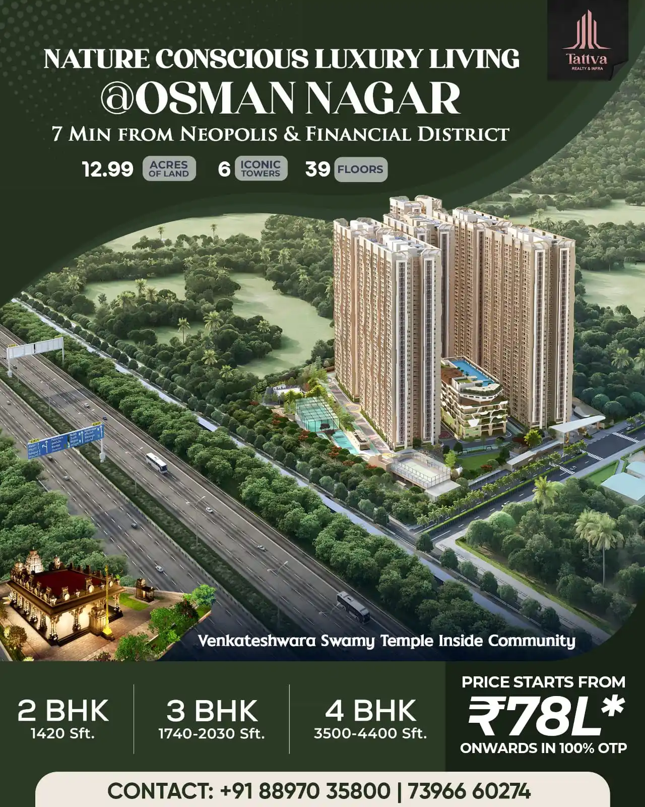 Image from *TATTVA Realty & Infra -  Leading Real Estate Investment Destination*: 👑 Experience *Nature Conscious Luxury Living* at *Osman Nagar* in 12....