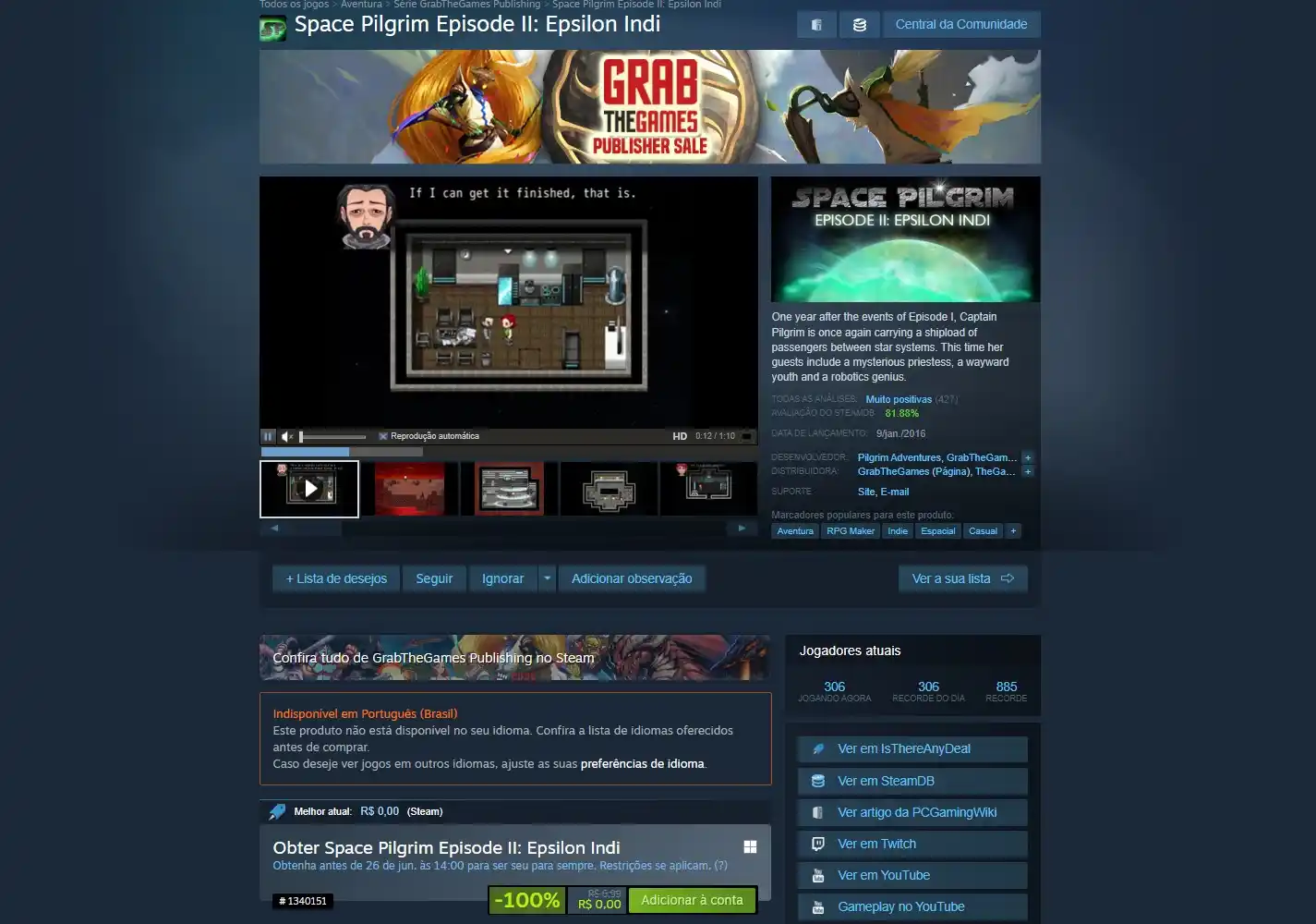 Image from Ofertas - GamePlaysCassi: Jogo Space Pilgrim Episode II: Epsilon Indi de graça para resgate na S...