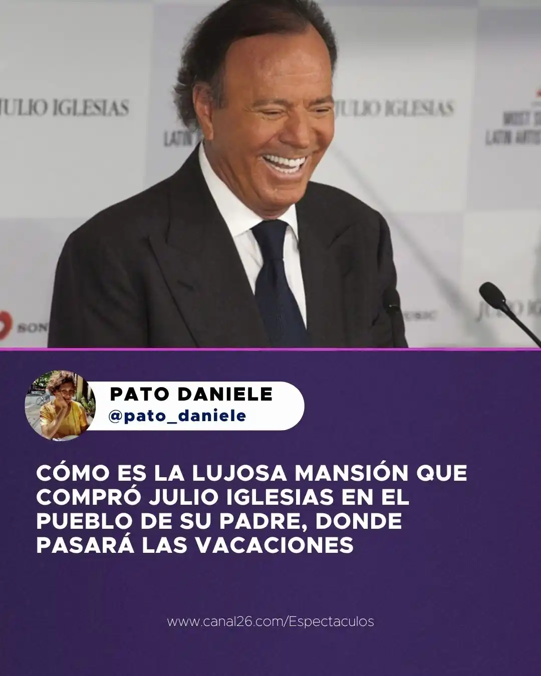 Image from 26 Espectáculos: 🏡 *JULIO IGLESIAS, RUMBO A GALICIA… PERO NO POR TRABAJO* https://bit....