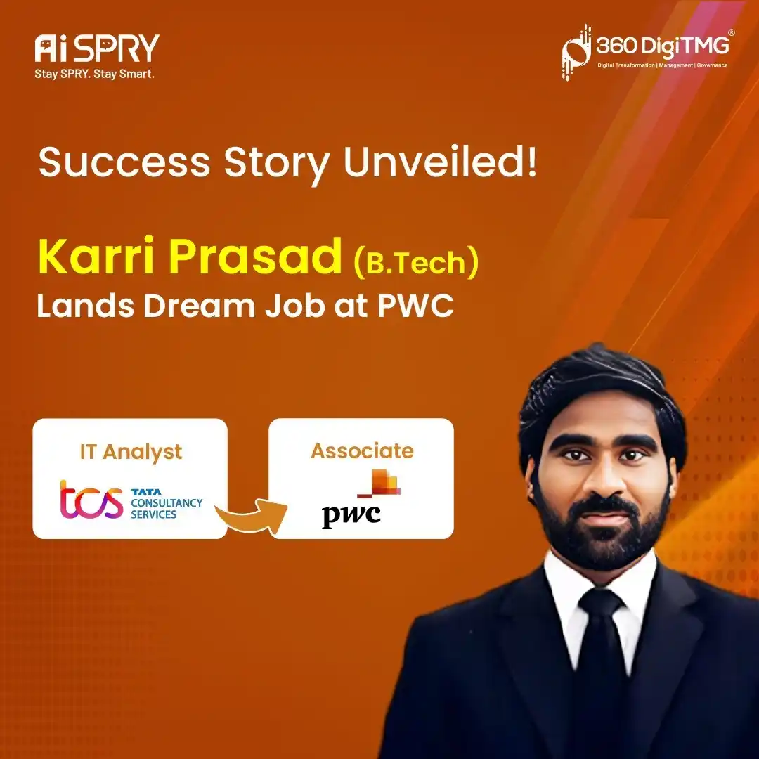 Image from 360DigiTMG - AI & Data Science Hub: *Karri Prasad’s Career Journey | Associate | PwC | 360DigiTMG* Join u...