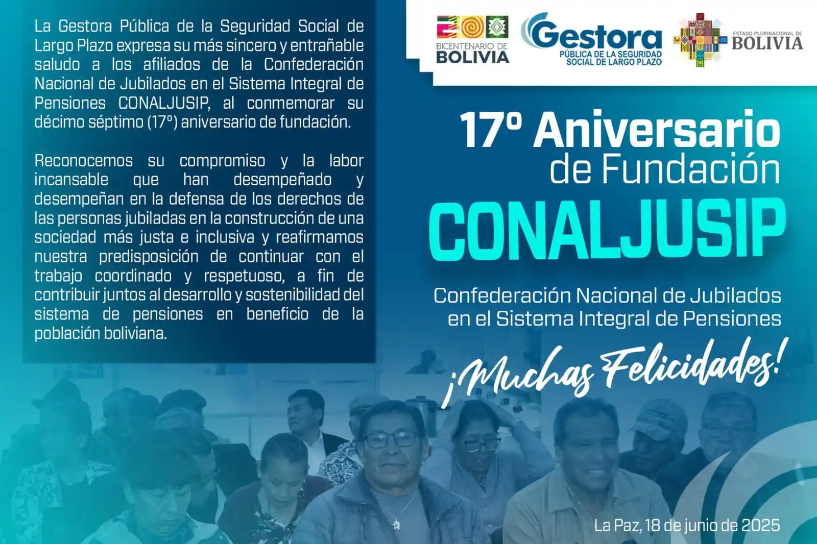 Image from Gestora Pública de la Seguridad Social de Largo Plazo: La Gestora Pública celebra el décimo séptimo aniversario de la Glorios...