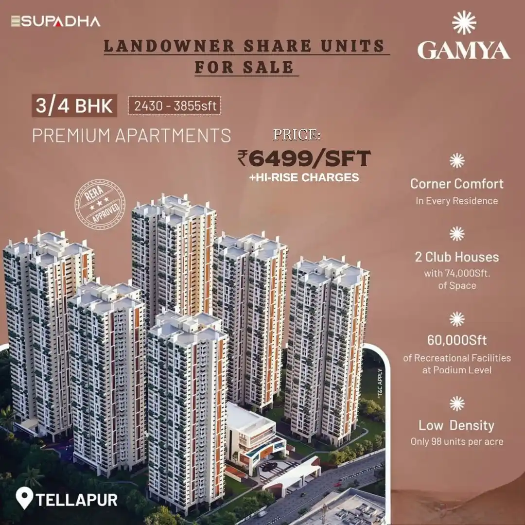 Image from *TATTVA Realty & Infra - Leading Real Estate Investment Destination*: *🏙️ Landowner Units Available at GAMYA by SUPADHA – Tellapur's Premiu...