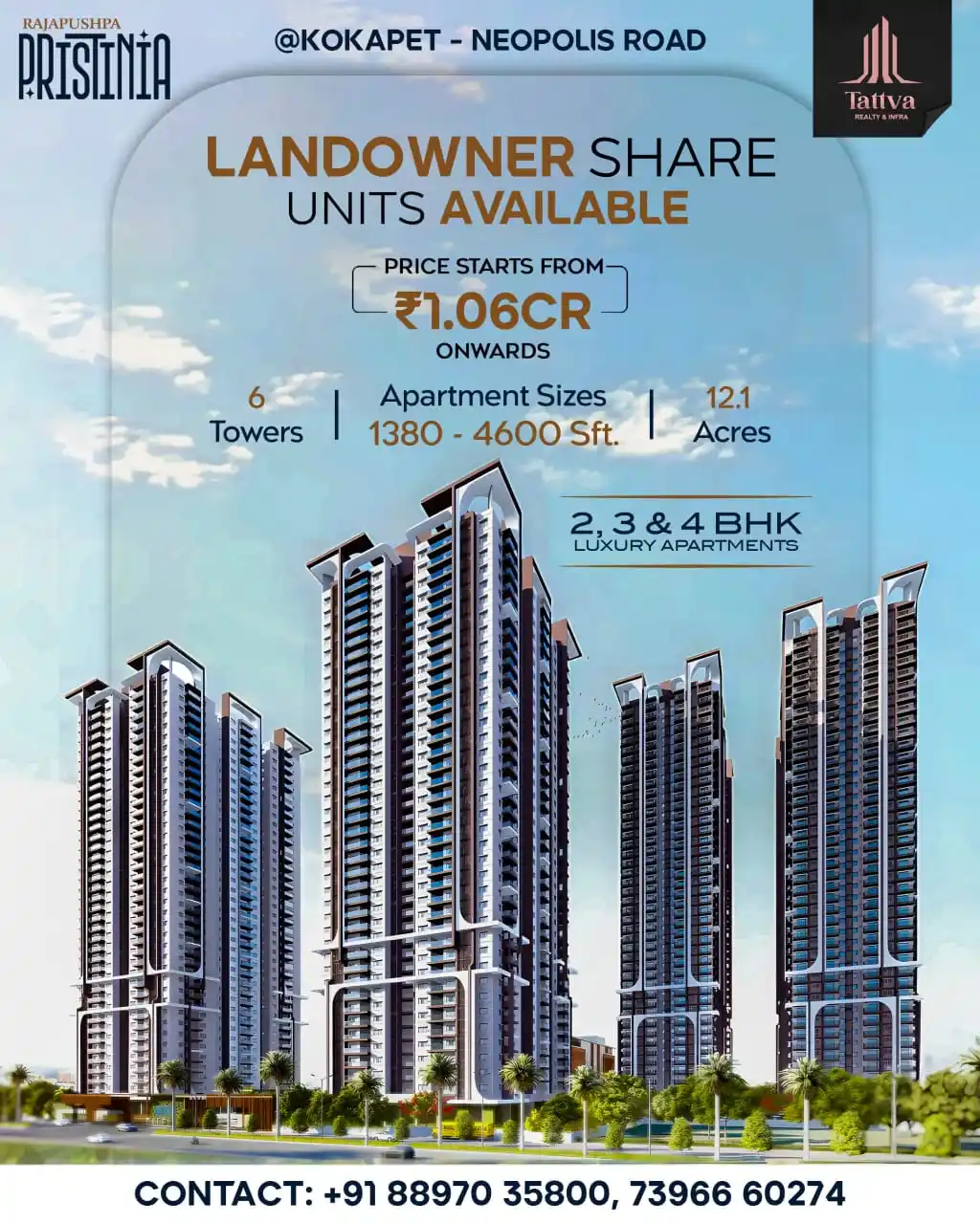 Image from *TATTVA Realty & Infra - Leading Real Estate Investment Destination*: * Landowner Units Available in *Rajapushpa Pristinia,* *HMDA/RERA App...