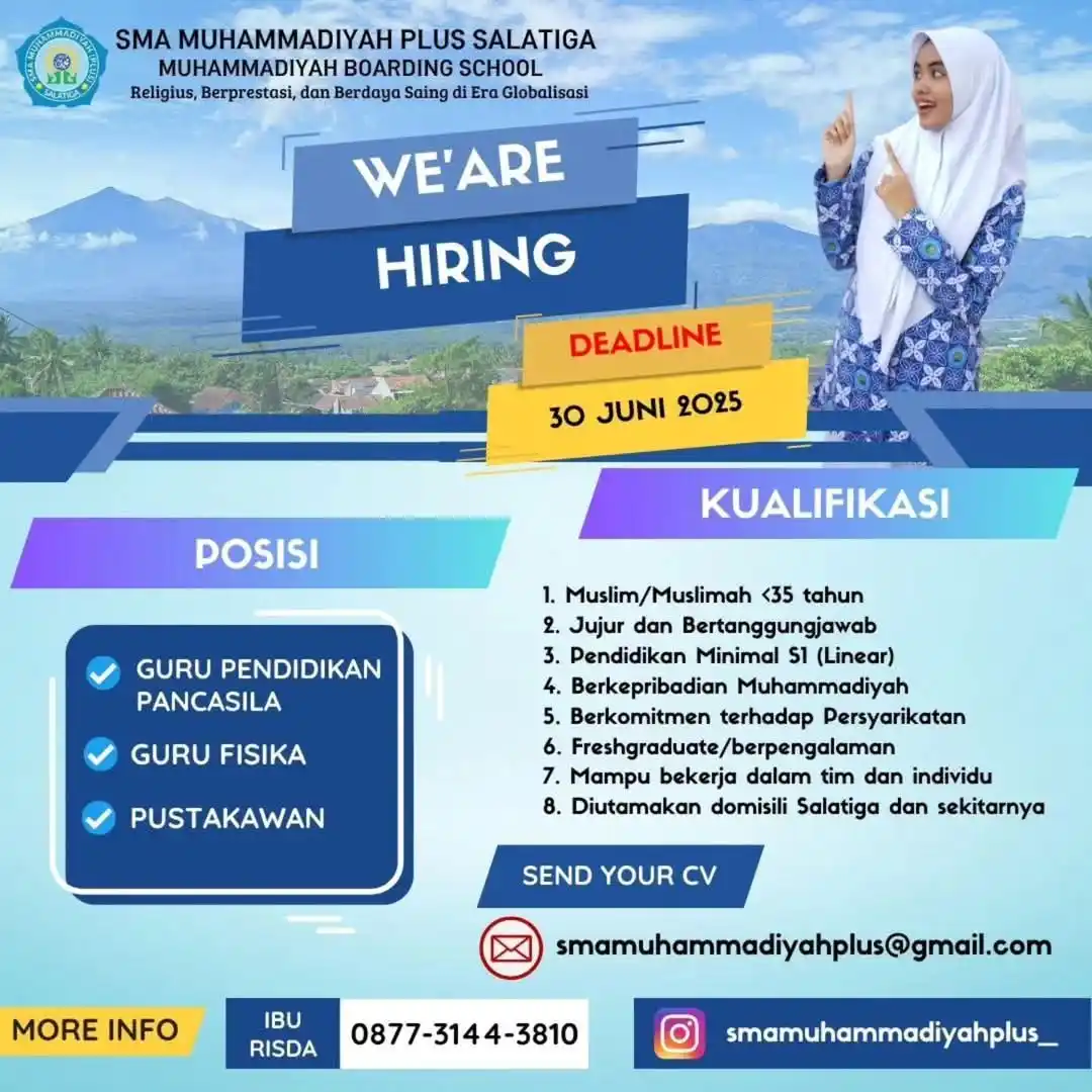 Image from Lowongan Pustakawan: Lowongan Pustakawan di SMA Muhammadiyah Plus Salatiga, Salatiga, Jawa ...