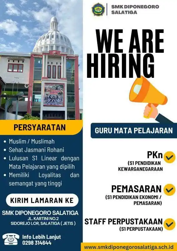 Image from Lowongan Pustakawan: Lowongan Pustakawan di SMK Diponegoro Salatiga, Kota Salatiga, Jawa Te...