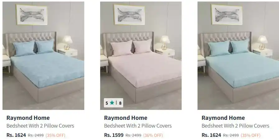 Image from 💥 Loot Bazaar – Amazon Flipkart Myntra Meesho Ajio Deals Offers Coupons Discounts Sale Today 🔥: Myntra | Raymond Home - Stain and Spill repellent cotton bedsheet. Fla...