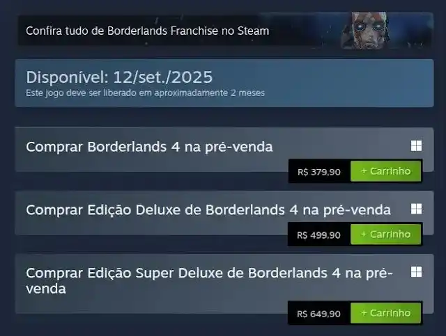 Image from Ofertas - GamePlaysCassi: (off-topic) R$ 379,90 na STEAM kkkkkkkkkkkkkkkkkkkk Borderlands 3 foi ...