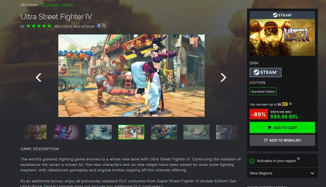 Image from Ofertas - GamePlaysCassi: Quase esqueci  Ultra Street Fighter IV por R$ 6,86 com ativação Steam....