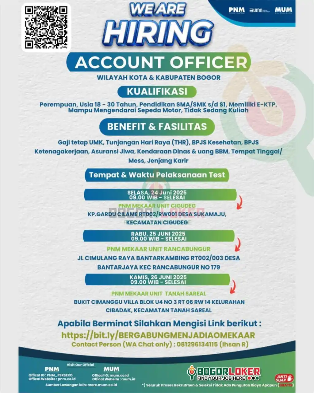 Image from BOGORLOKER.COM: Saat ini PT PERMODALAN NASIONAL MADANI (PNM) sedang membuka lowongan u...