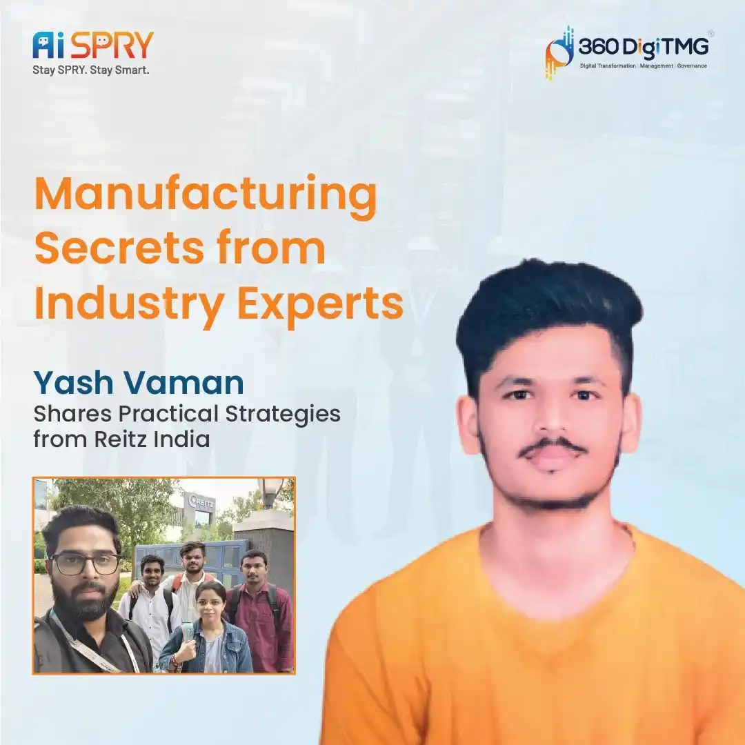 Image from 360DigiTMG - AI & Data Science Hub: 🚀 *Yash Vaman’s Industrial Visit to Reitz India!* 📺 *Watch Here:* h...