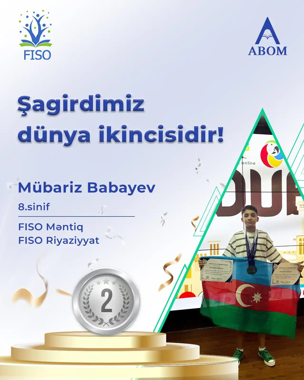 Image from OXU.AZ: 🇦🇿 🏆Azərbaycanlı şagird beynəlxalq olimpiadada gümüş medal qazandı ...