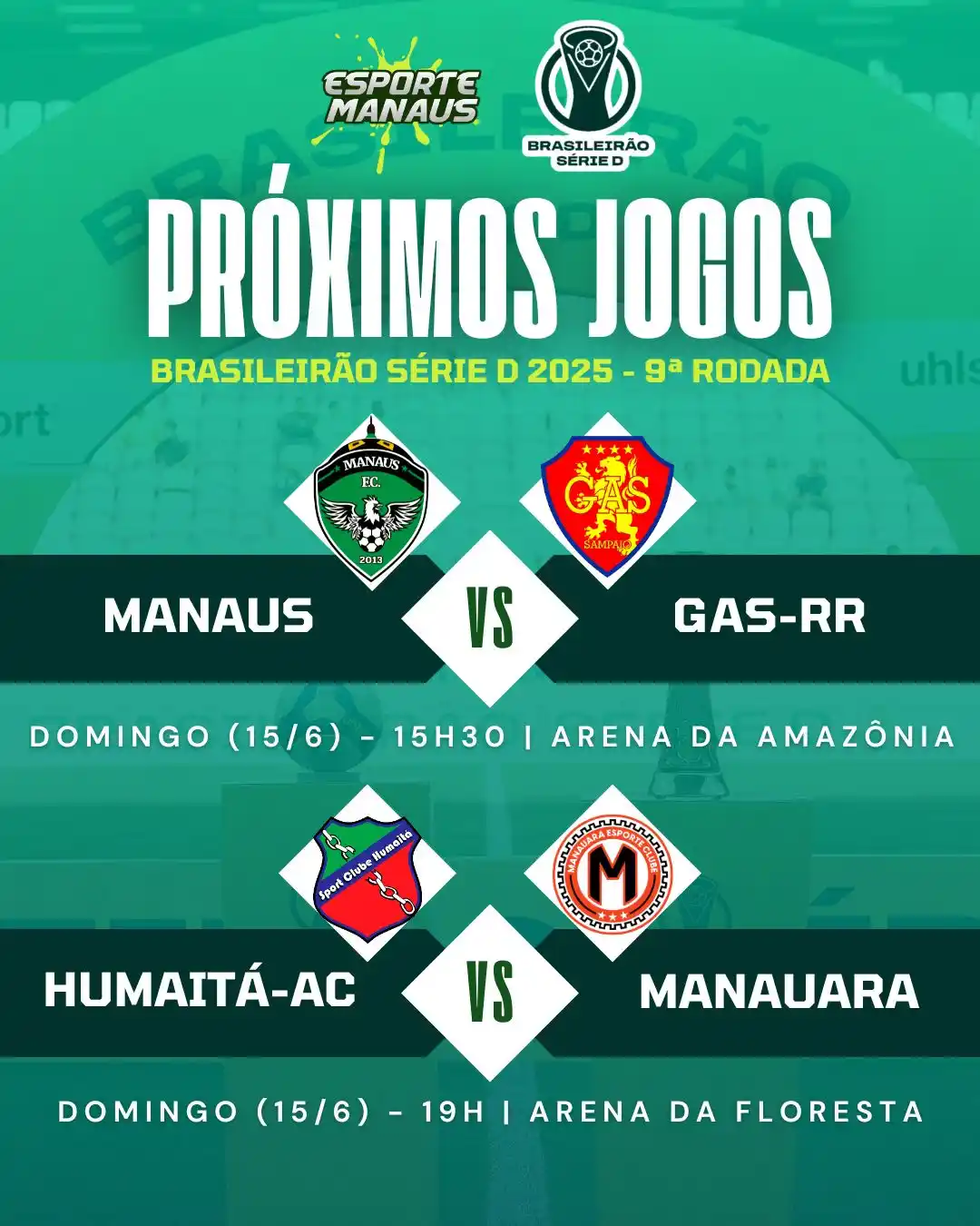 Image from Esporte Manaus | Notícias, vídeos e melhores momentos: ⚽🗓️️ Confira os próximos jogos da dupla amazonense na Série D do Bras...