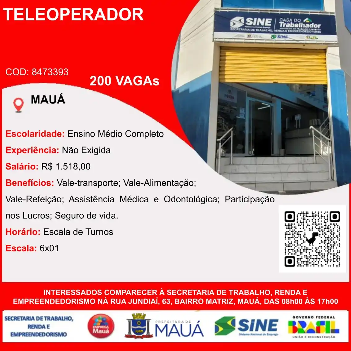 Image from VAGAS CPTR/SINE MAUÁ: De 18/06 até o limite de encaminhamentos. Para o painel de vagas compl...
