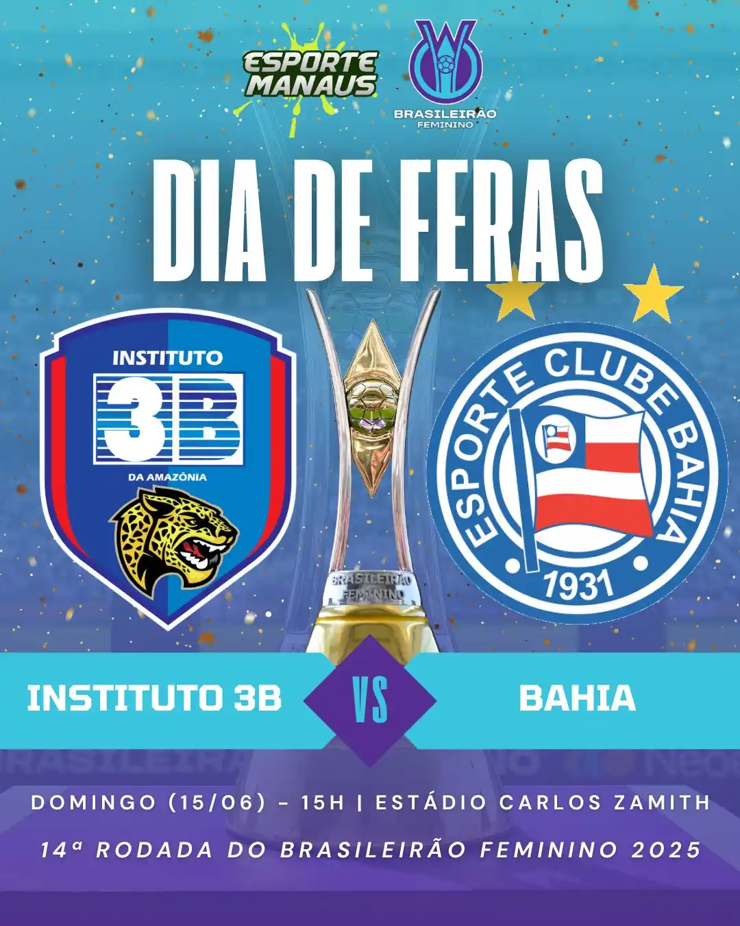 Image from Esporte Manaus | Notícias, vídeos e melhores momentos: ⚽️🐯🔵🔴 É FINAL PRAS FERAS! O 3B encara o Bahia em casa tentando sair...