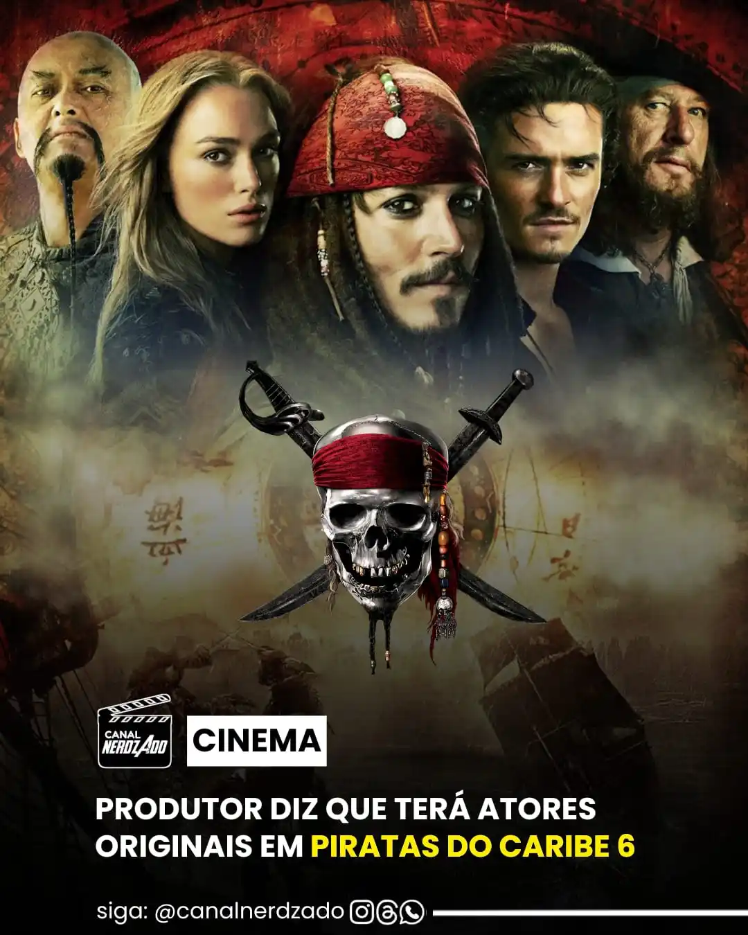 Image from Canal Nerdzado 🎬📺: *Jerry Bruckheimer, produtor da saga Piratas do Caribe, quer que o nov...