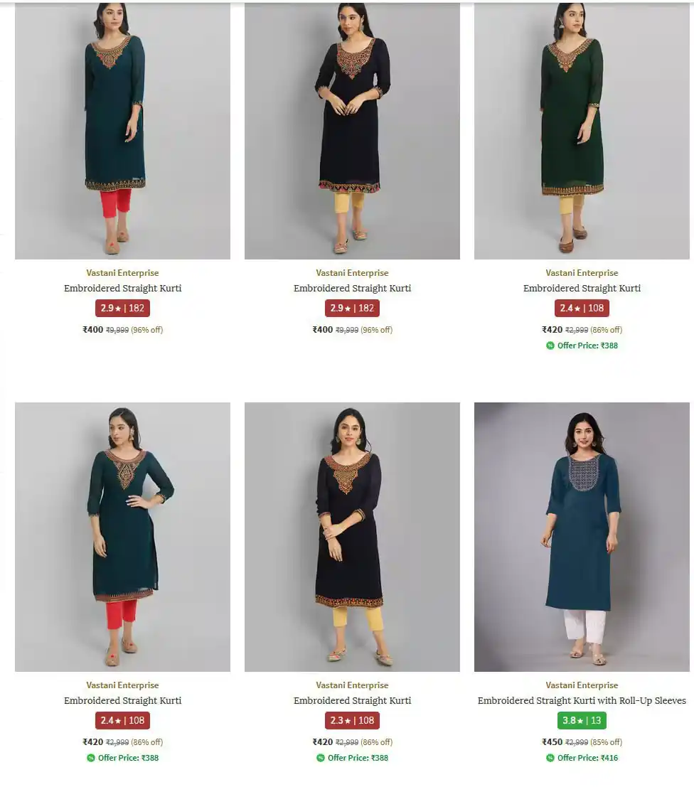 Image from TG DEALS ✅: 🔥🔥LOOOOOOOT Ajio : Upto 96% Off Vastani Enterprise Womens Kurti h...