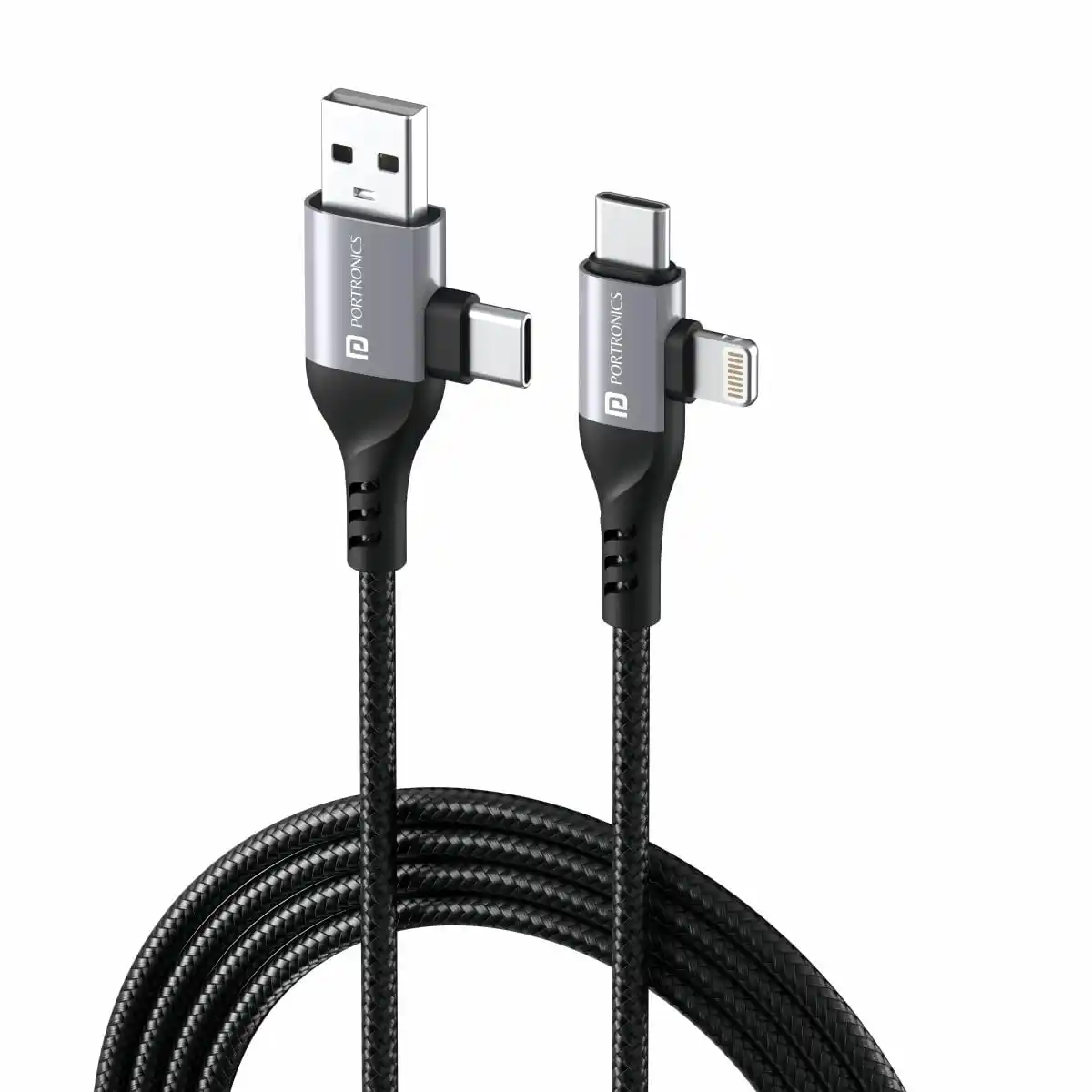 Image from TG DEALS ✅: 🔥🔥Portronics Konnect 4 IN 1 Unbreakable Nylon Braided Multi Function...