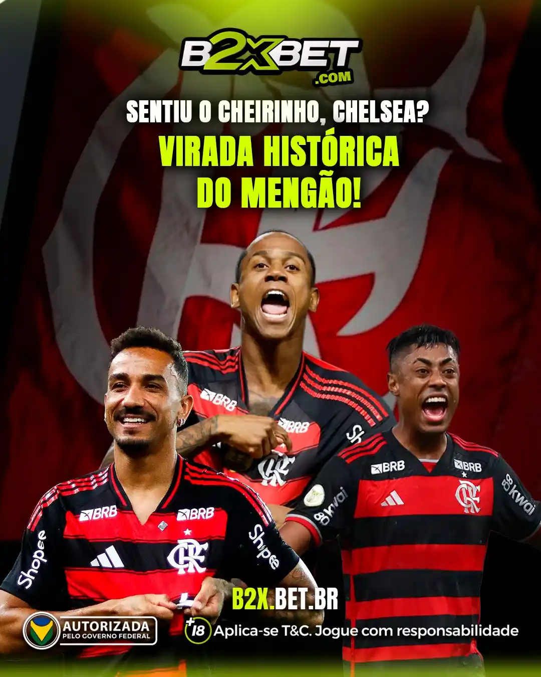 Image from B2XBET: RUBRO-NEGRO GIGANTE! 🔥🏆 No segundo tempo da partida, o Flamengo atr...