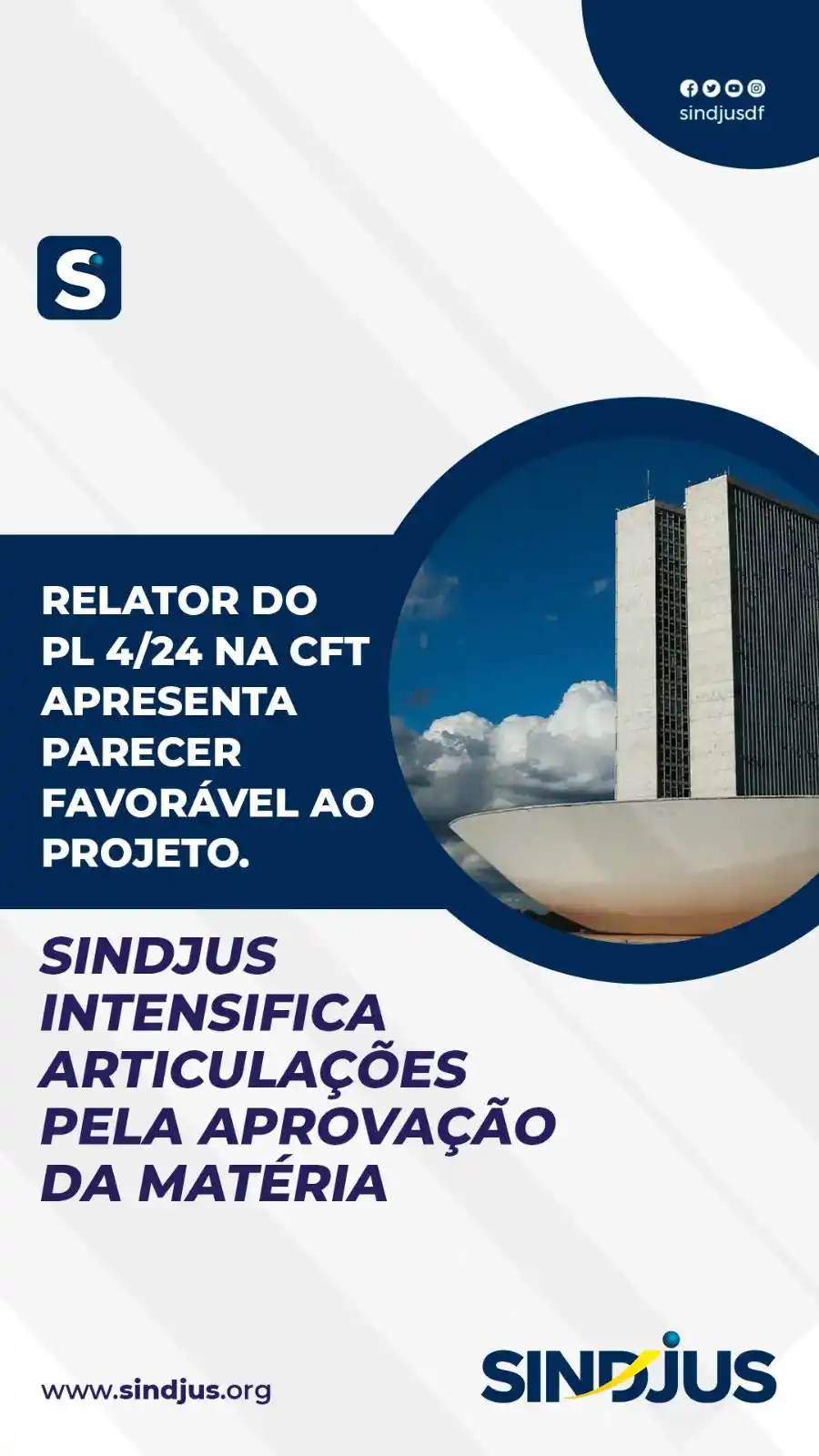 Image from SINDJUS NOTÍCIAS : 📢 *SINDJUS EM AÇÃO!* O relator do _PL 4/24 na Comissão de Finanças e...