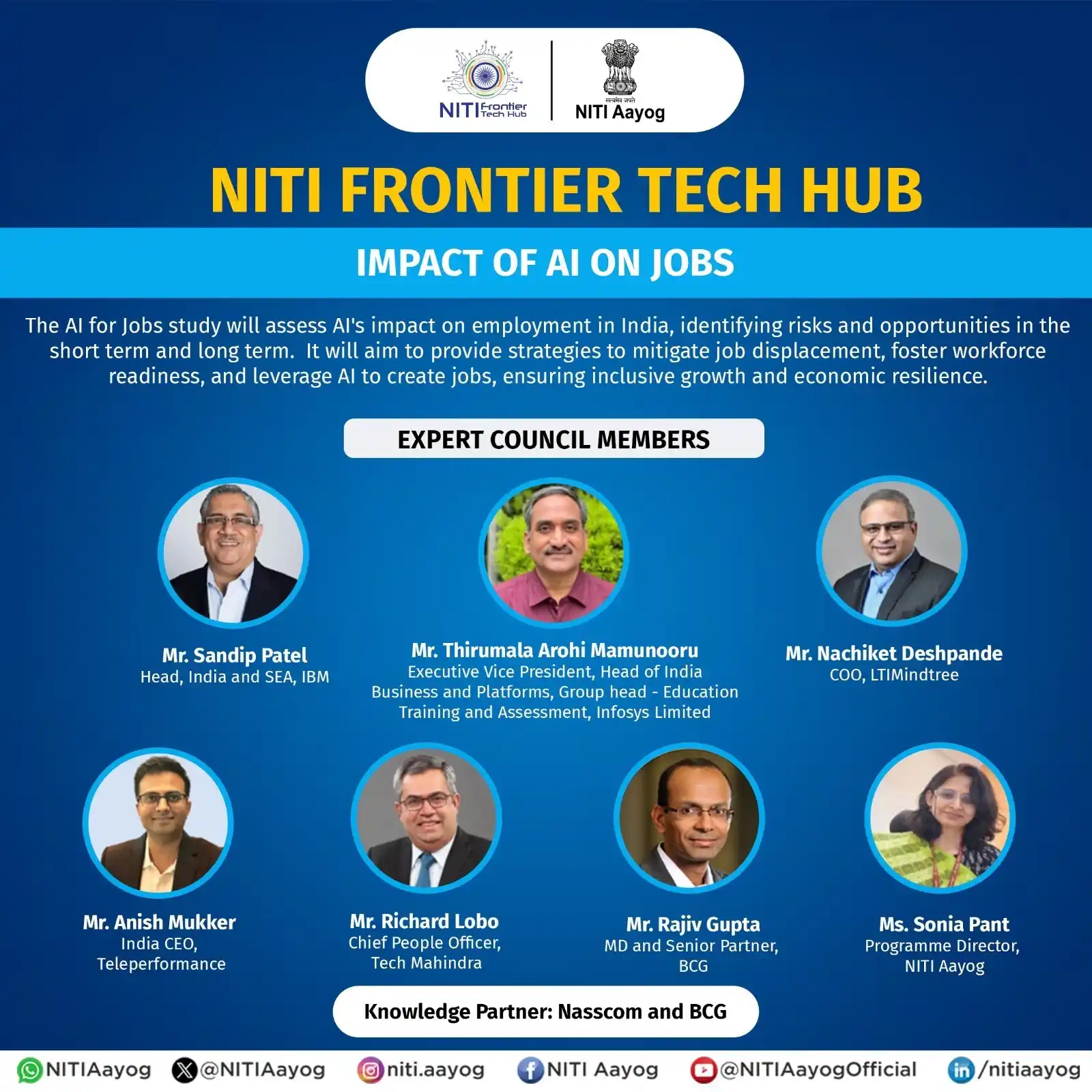 Image from NITI Aayog, Government of India: To examine the evolving landscape of AI and employment in India, NITI ...
