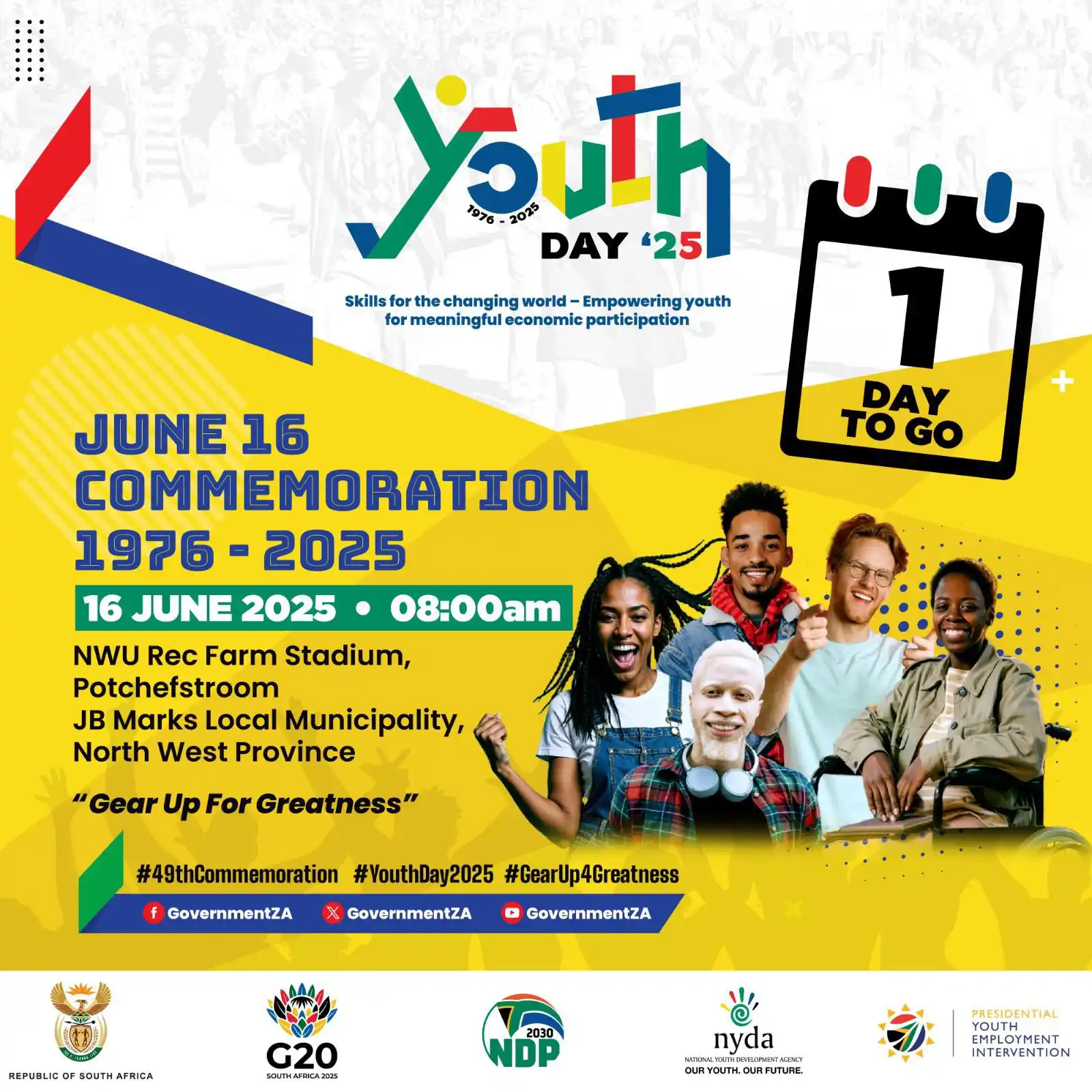 Image from socialdevza: *📣 1 Day to Go!* Join us as we commemorate Youth Day 2025 under the ...
