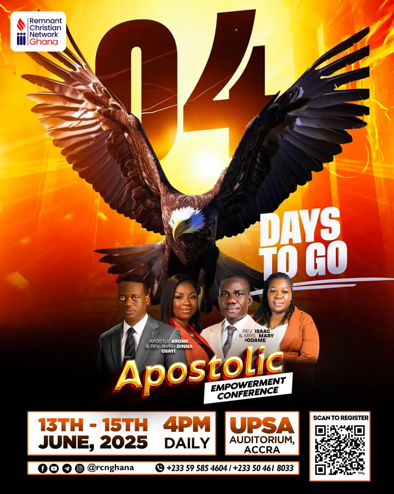 Image from Remnant Christian Network Ghana🇬🇭: *4 Days More 🔥* We are almost there. The apostolic company is rising....