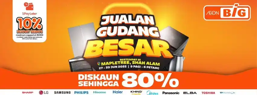 Image from Syioknya: AEON BiG Warehouse Sale Shah Alam 27-29 June 2025: Up to 80% OFF on El...