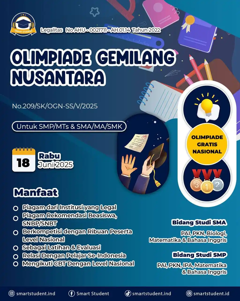 Image from SMART STUDENT: Bidang studi *Biologi SMA dan IPA SMP* (10.00-10.50 WIB) sudah bisa me...